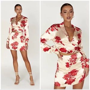 Meshki satin rose print set